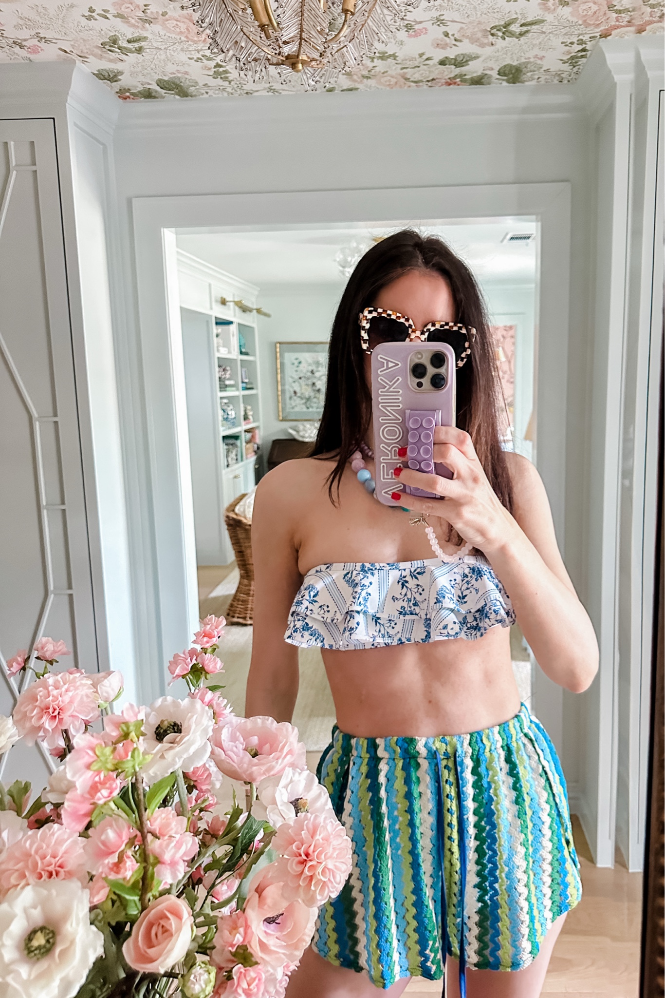 Layered ruffle bikini with high waisted bottoms 