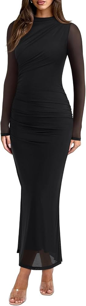 REORIA Women's Long Sleeve Wedding Guest Maxi Dresses | Amazon (US)