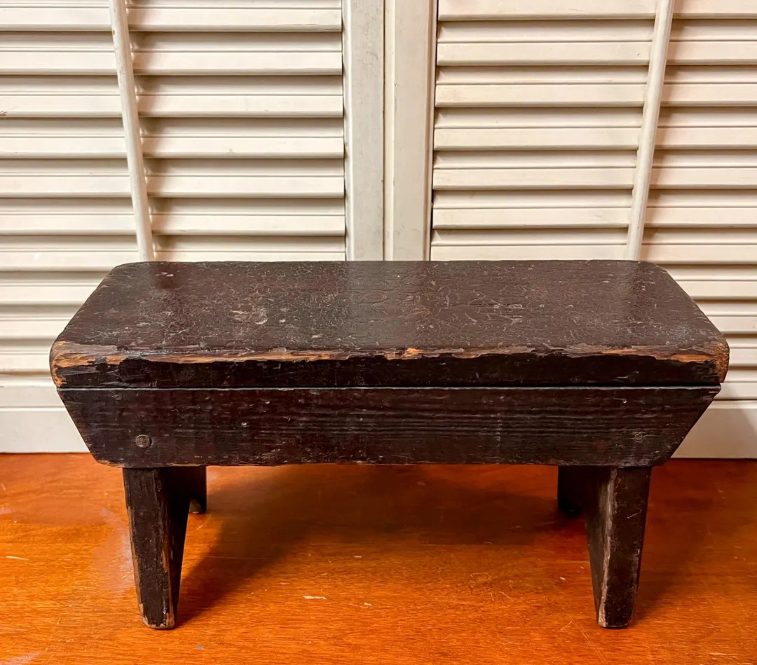 Antique Miniature Wooden Stool Crackled Painted Wood Primitive Farmhouse Decorwooden Stepstool Ha... | Etsy (US)