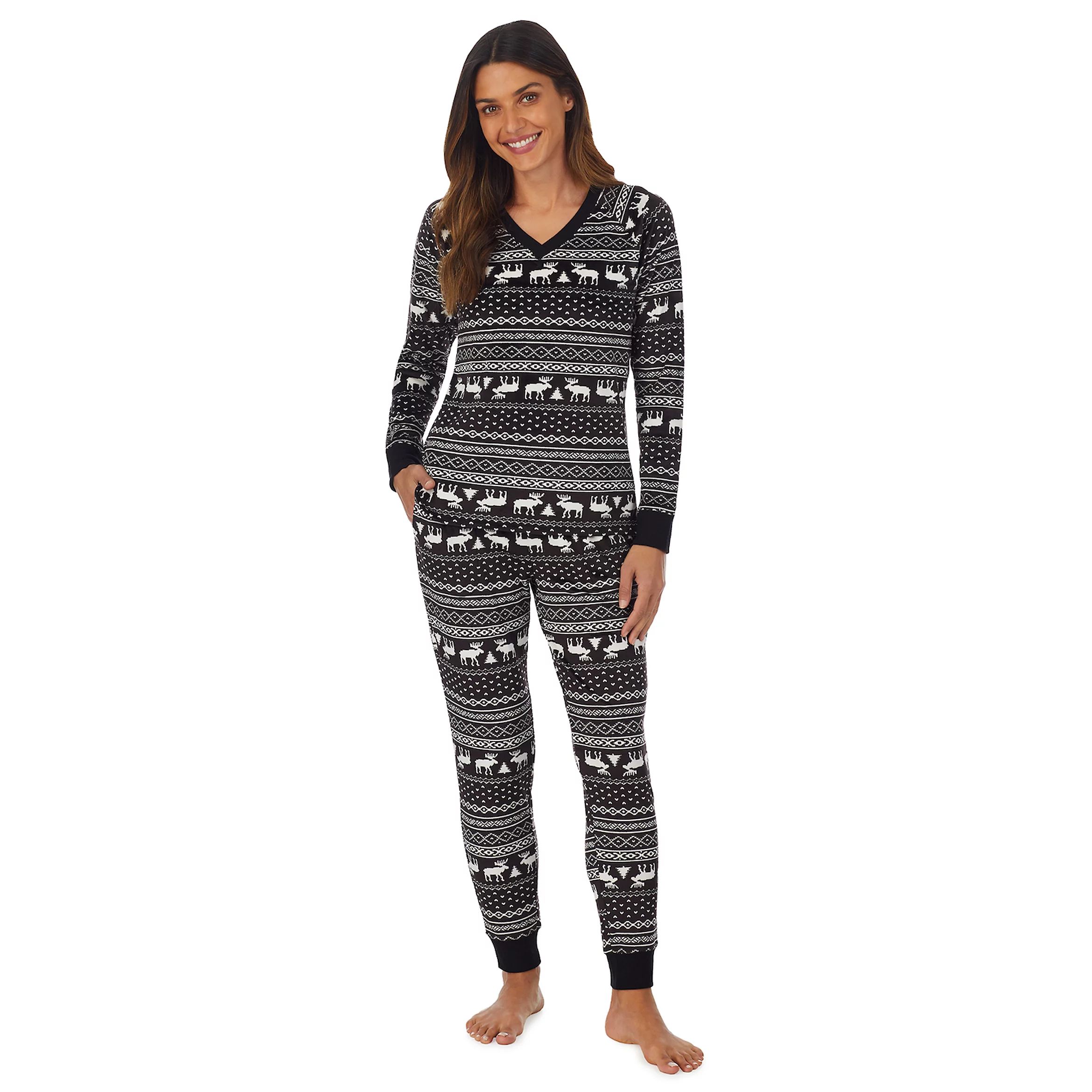 Women's Cuddl Duds® Velour Long Sleeve Pajama Top & Banded Bottom Pajama Pants Set | Kohl's