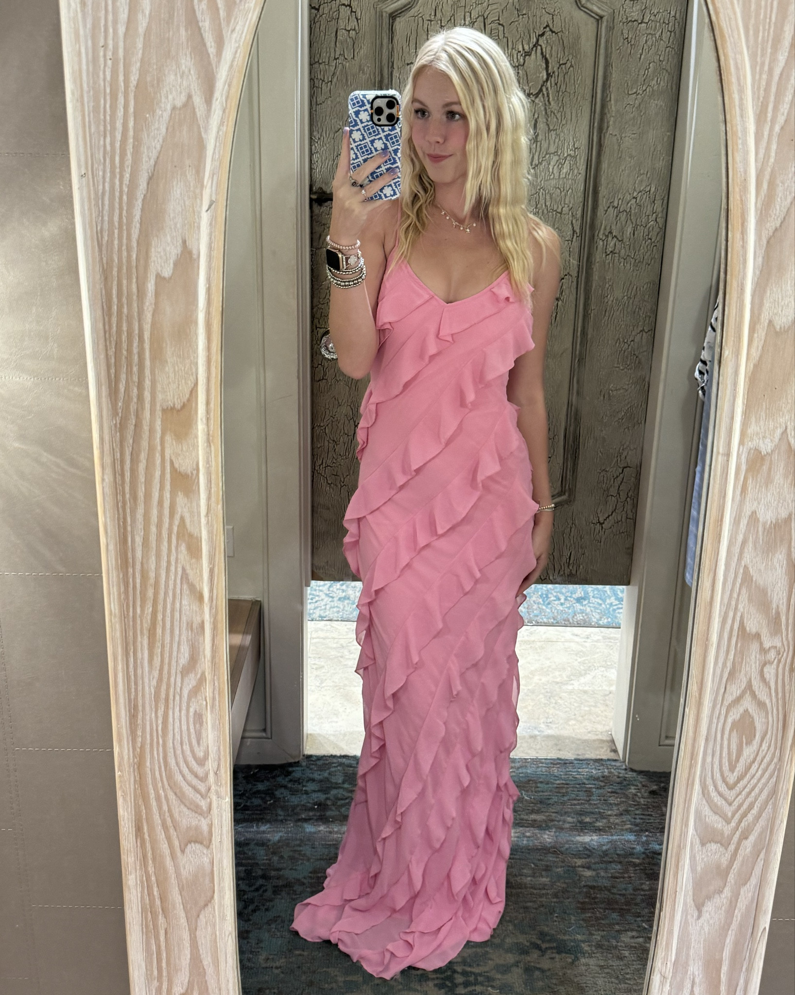 kaylee pink dress Dress the Population Kaylee in Blush Multi