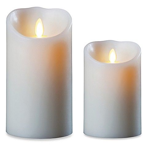 Luminara® Real-Flame Effect Pillar Candle in Ivory | Bed Bath & Beyond