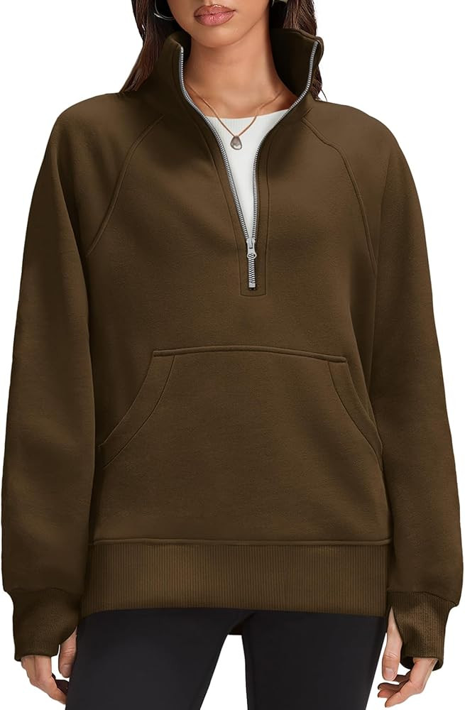 OFEEFAN Quarter Zip Sweatshirts For Women Pullover Oversized Hoodies Sweaters Fall Outfits Winter... | Amazon (US)