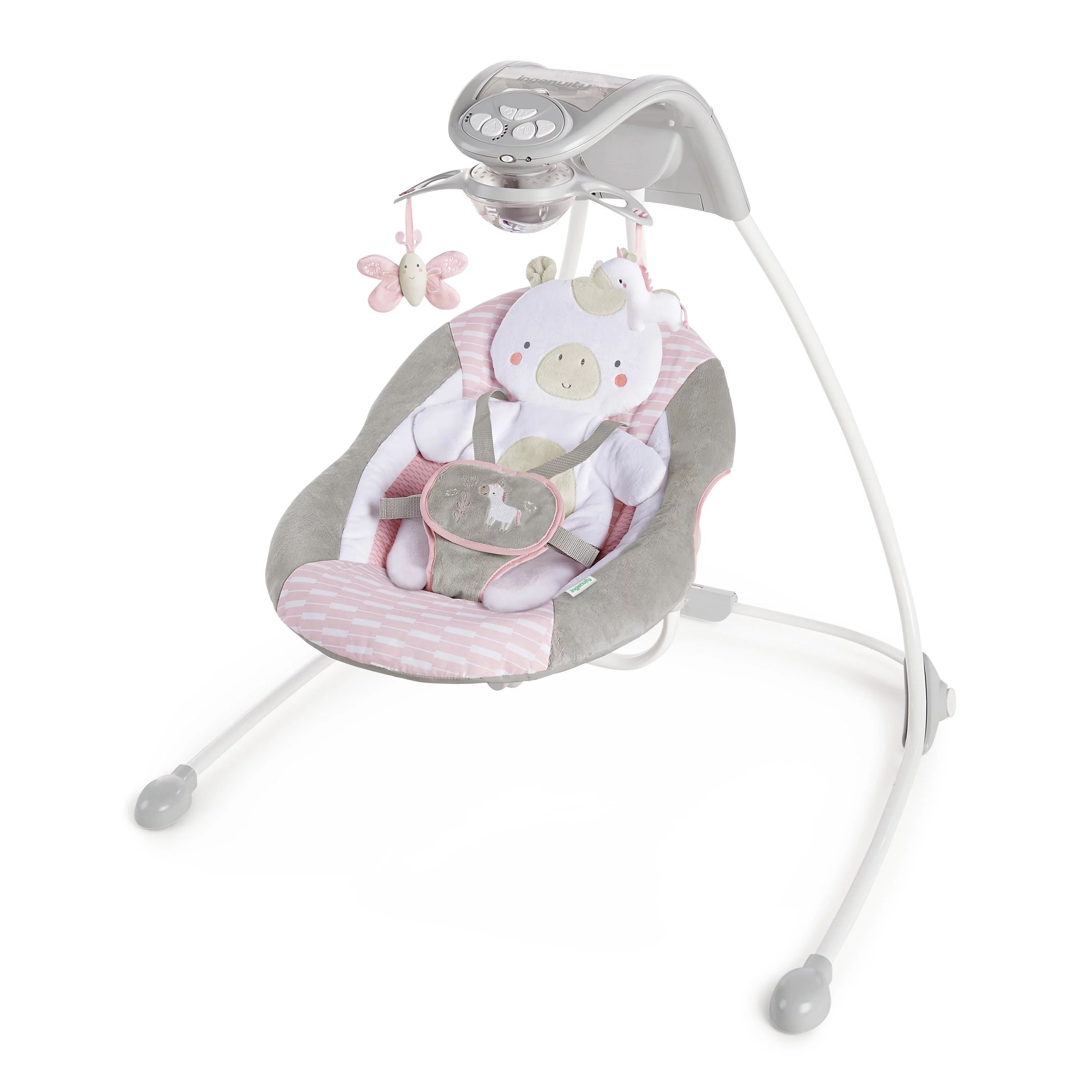 Ingenuity InLighten Baby Swing, Easy-Fold Frame, Swivel Infant Seat, Lights - Flora the Unicorn (... | Walmart (US)