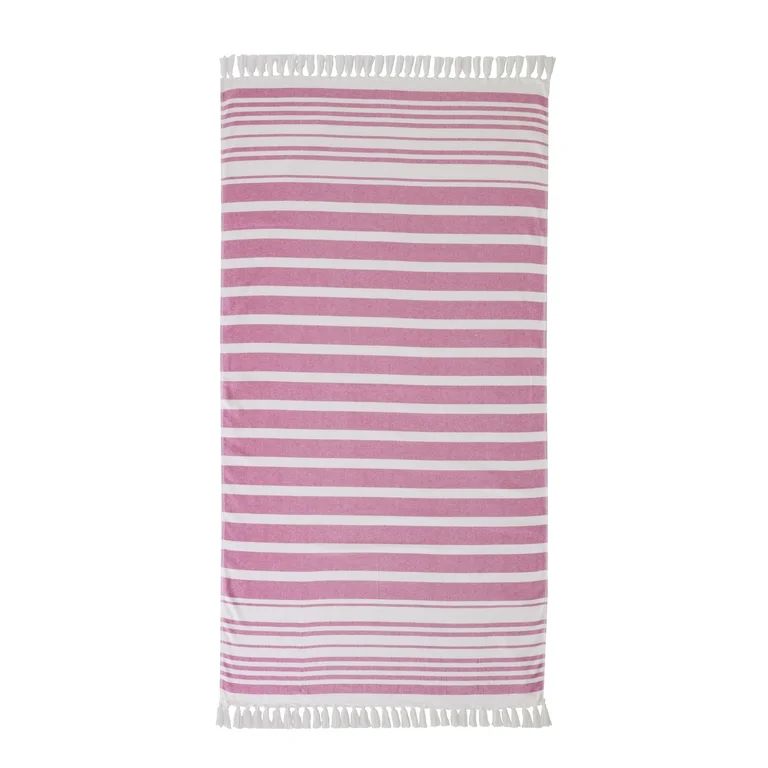 Better Homes & Gardens Oversized Flatwoven Cotton Blend Pink Striped Beach Towel, 38" x 72" | Walmart (US)