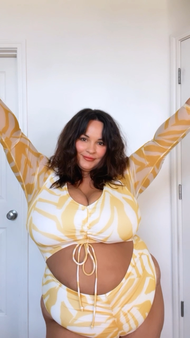 This cut-out one-piece swimsuit from Eloquii is so BEAUTIFUL & sexy!! 
Code YESPLEASE to save 40%!! 

I could not wait to try it on. Bringing this to our vacation/work trip! 

Wearing a size 18. I’m a size 5’2” and wear a size 18 in most brands. 

#LTKcurves #LTKswim #LTKtravel