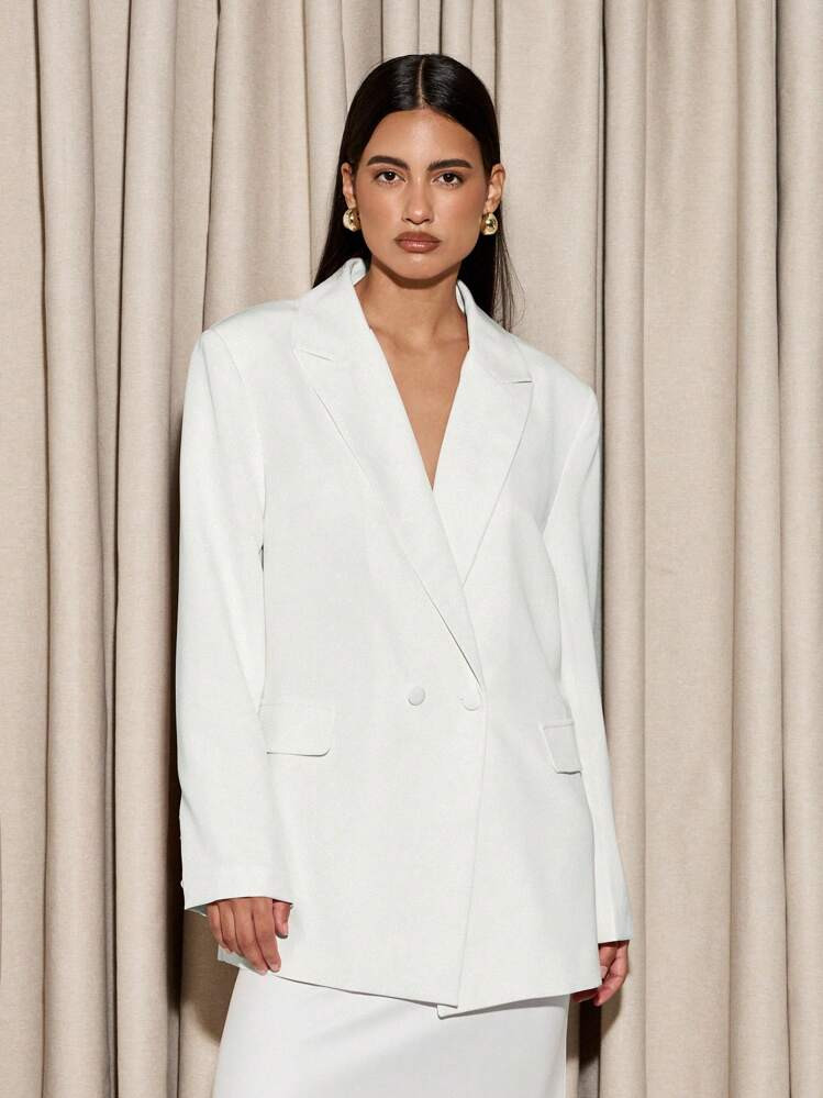 AiiRZ Professional Double-Breasted Blazer Oversized Fit Business Office Work Suit Jacket Formal C... | SHEIN