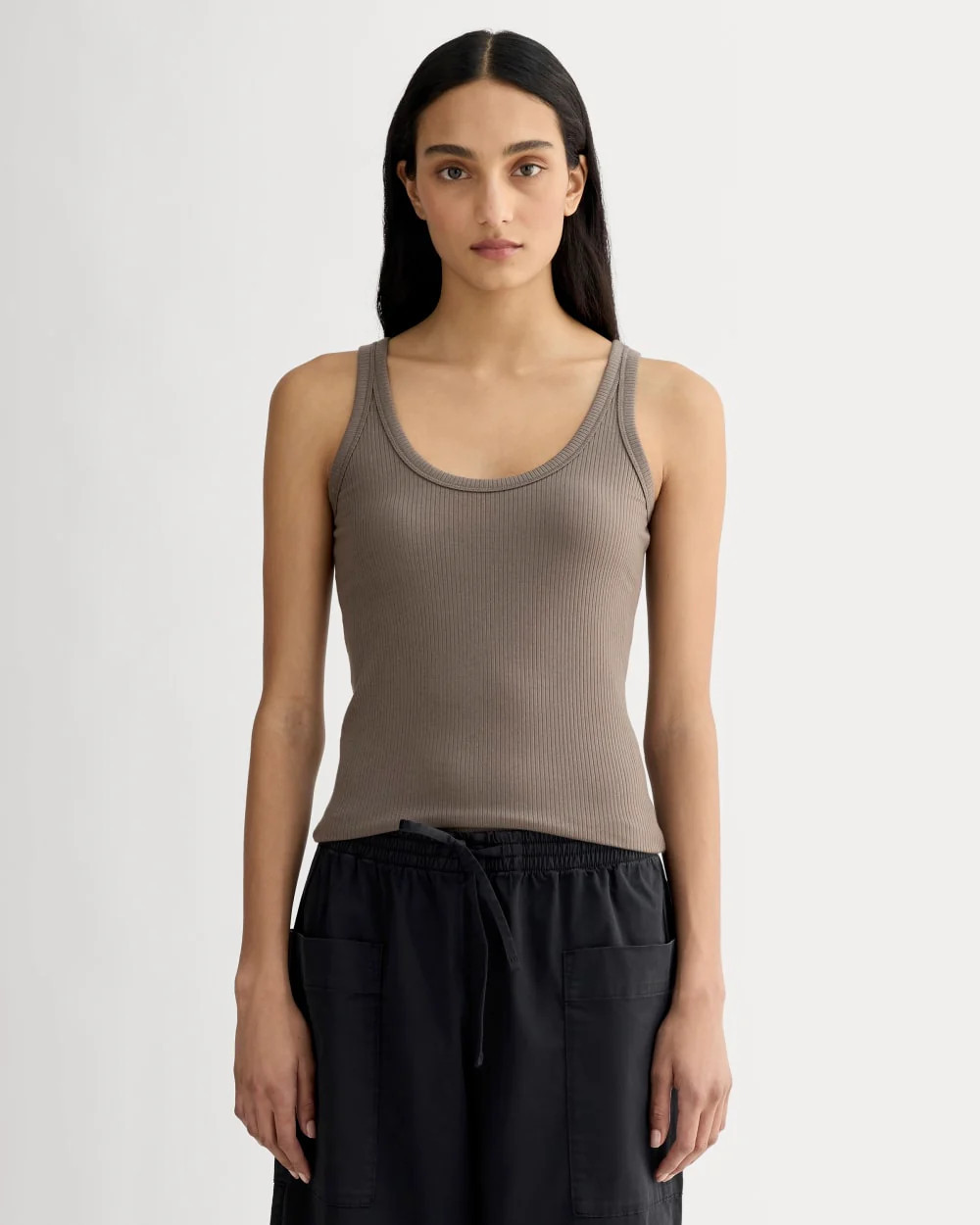Everlane Shimmy Scoop-Neck Tank Top In Taupe, Size XXL | Everlane