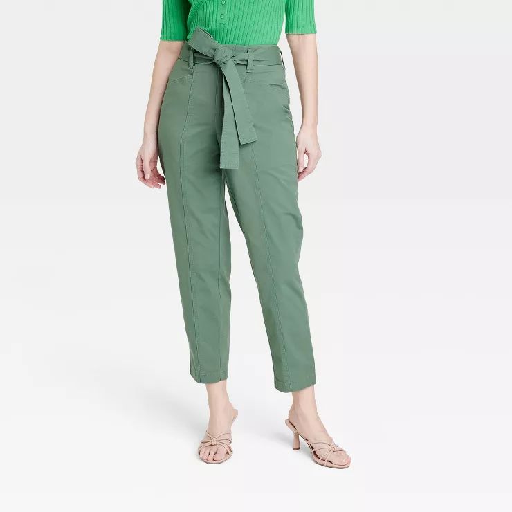 Women's High-Rise Tapered Ankle Tie Front Pants - A New Day™ | Target