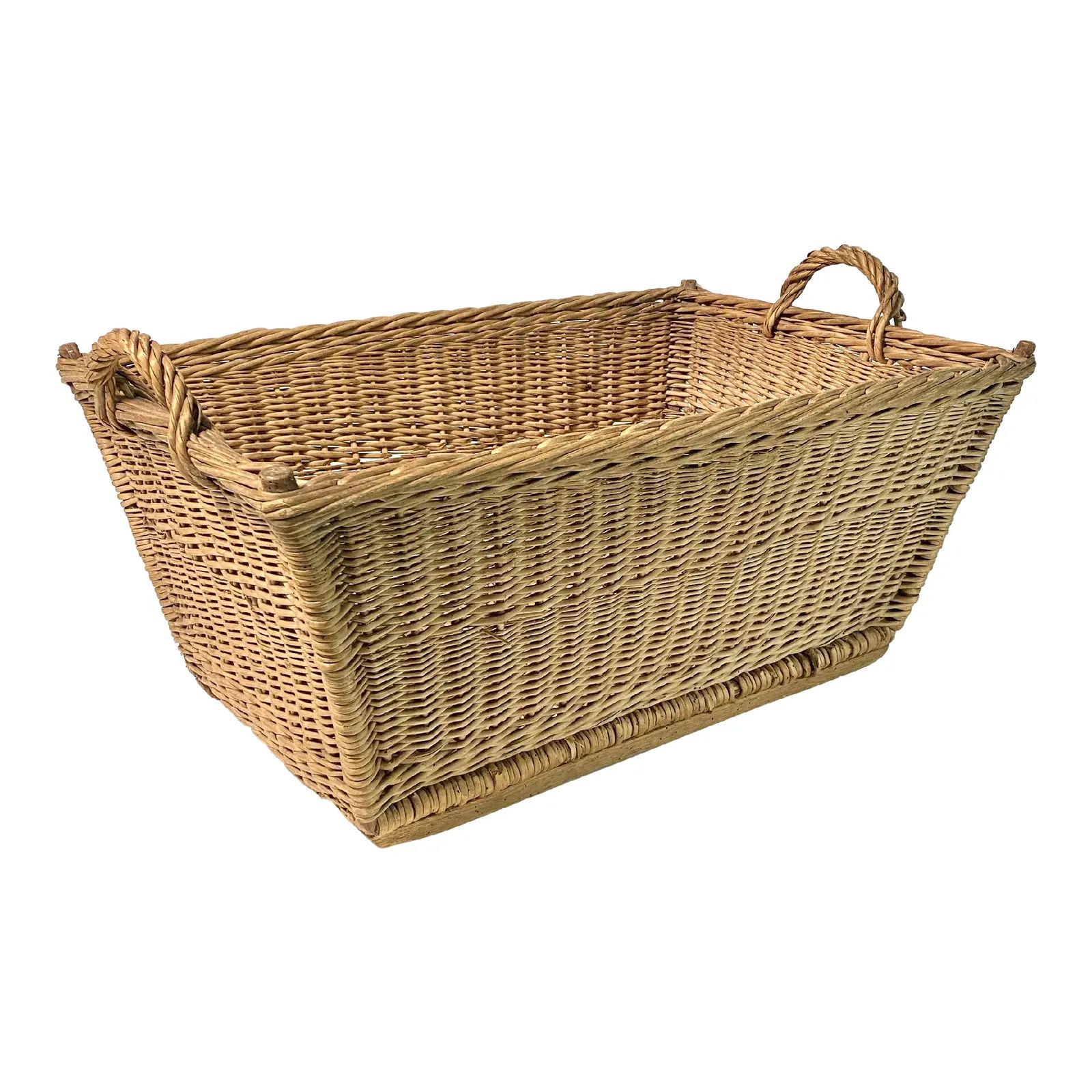 1960s French Wicker Market Basket | Chairish