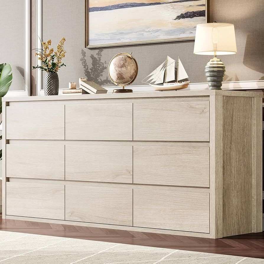 GarveeHome 9 Drawer Dresser for Bedroom, Wide Modern Chest of Drawers, Large Wood Dresser Wooden ... | Amazon (US)