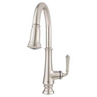 Delancey Single-Handle Pull-Down Sprayer Kitchen Faucet in Polished Nickel | The Home Depot