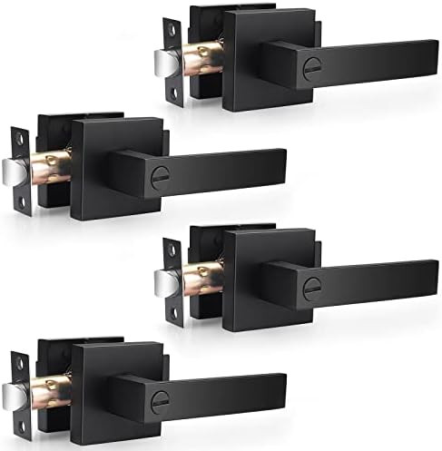 Probrico 4 Pack| Matte Black Square Privacy Door Levers Bed Bath Door Handles, Heavy Duty Interio... | Amazon (CA)