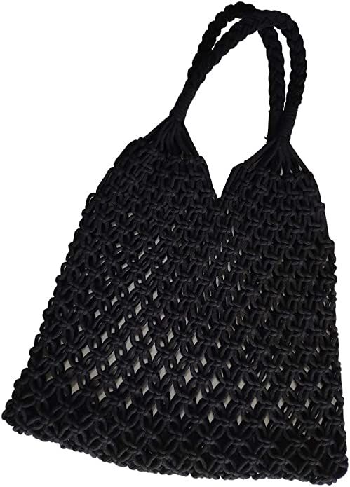 Hixixi Cotton Rope Travel Beach Fishing Net Handbag Shopping Woven Shoulder Bag for Women Girls | Amazon (US)