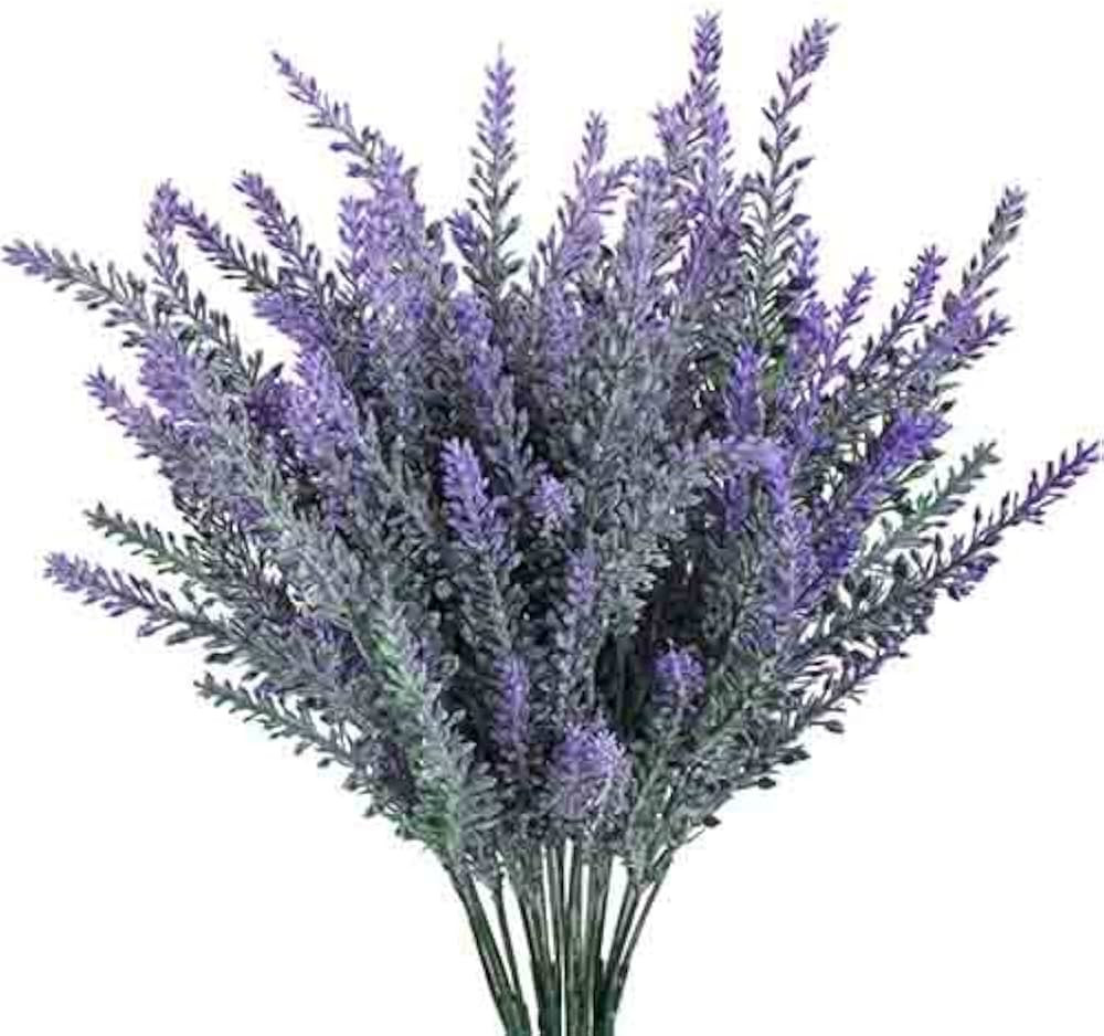 GTIDEA 4pcs Artificial Flowers Flocked Plastic Lavender Bundle Fake Plants Wedding Bridle Bouquet... | Amazon (US)
