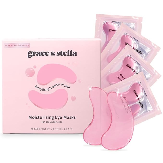 grace & stella Award Winning Under Eye Mask (Pink, 48 Pairs) Reduce Dark Circles, Puffy Eyes, Und... | Amazon (US)