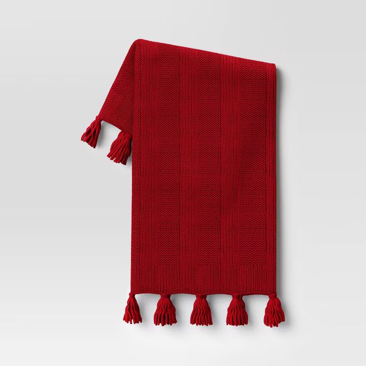 Chunky Knit Striped Throw Blanket with Tassels - Threshold™ | Target