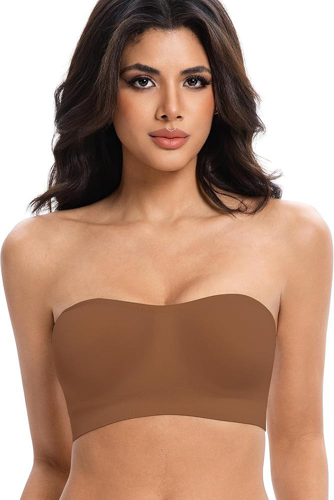 Strapless Bras for Women Non-Slip Seamless Padded Bandeau Bra Wireless Convertible Tube Top Brale... | Amazon (US)