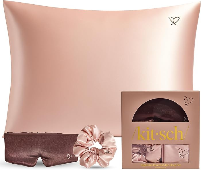 Kitsch Night time Renewal 3PC Sleep Set - Satin Pillowcase with Zipper for Hair & Skin - Softer T... | Amazon (US)
