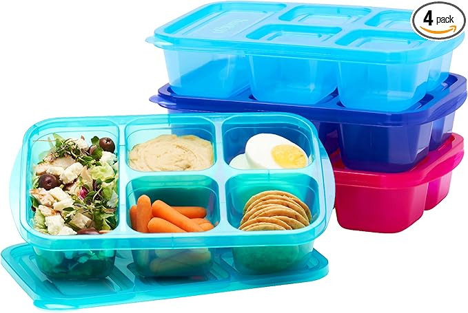 Bentgo Easyboxes - Reusable 5-Compartment Food Containers, Stackable 8-Piece Set, 4 Trays & 4 Lid... | Amazon (US)