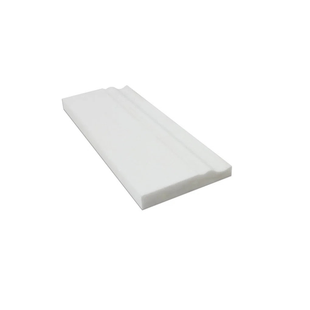 Thassos White 4 3/4" x 12" Marble Look Wall Baseboard | Wayfair North America
