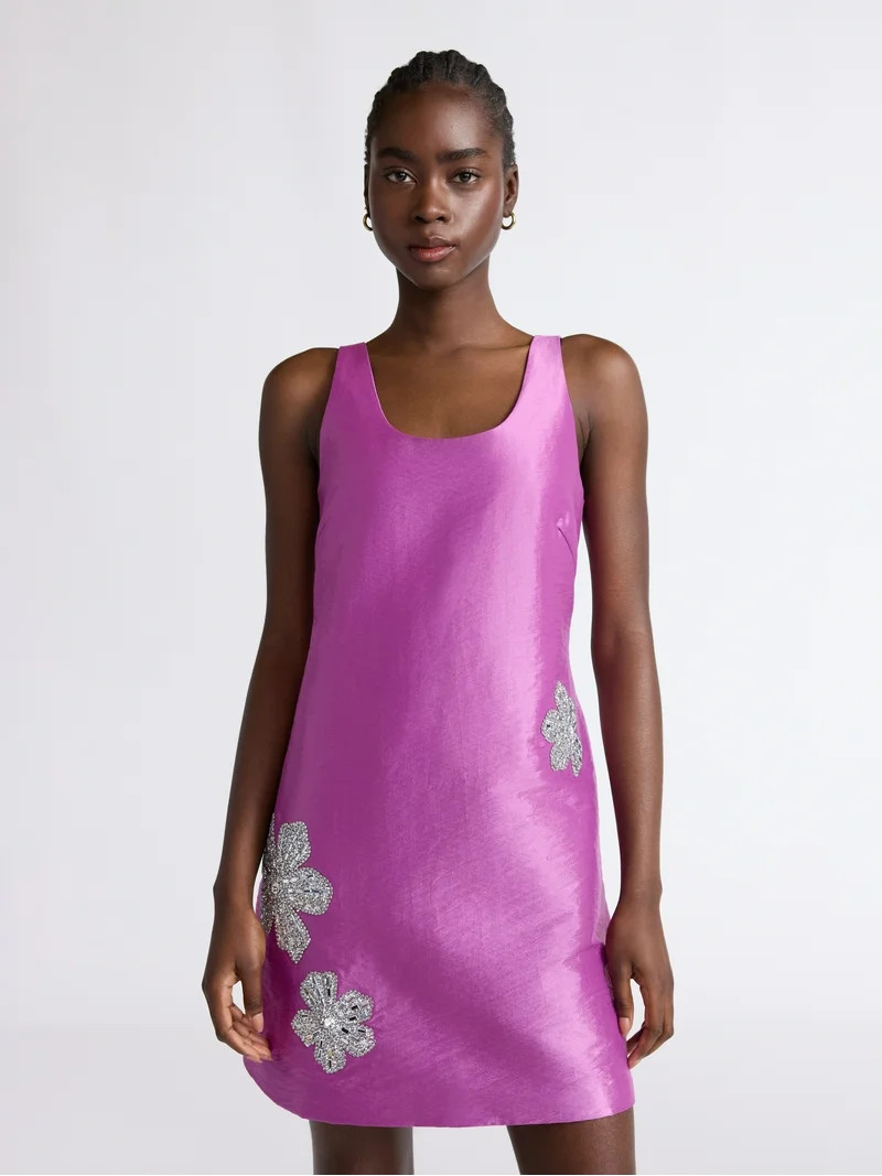 Scoop Women’s and Women’s Plus Embellished Taffeta Mini Dress, Sizes XS-4X | Walmart (US)