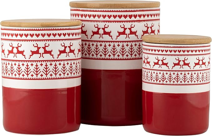 10 Strawberry Street Reindeer Sweater Kitchen Canister Set, 3 Piece | Amazon (US)
