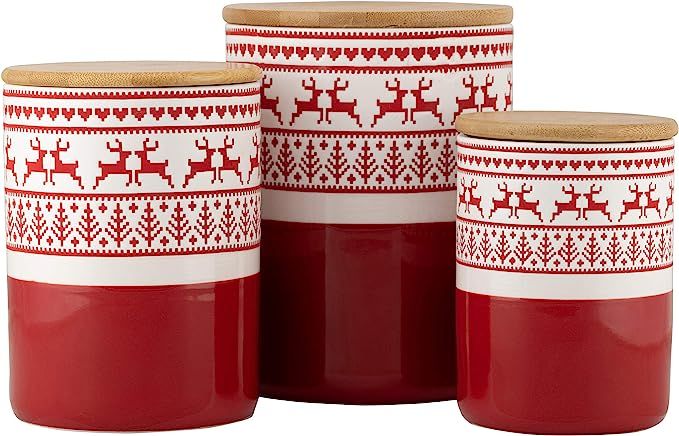 10 Strawberry Street Reindeer Sweater Kitchen Canister Set, 3 Piece | Amazon (US)