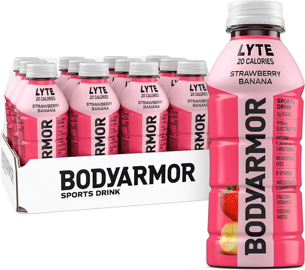 BODYARMOR LYTE, Strawberry Banana, Electrolyte Drink, Only 20 Calories, 16 Fl Oz Bottles (12 Pack... | Amazon (US)