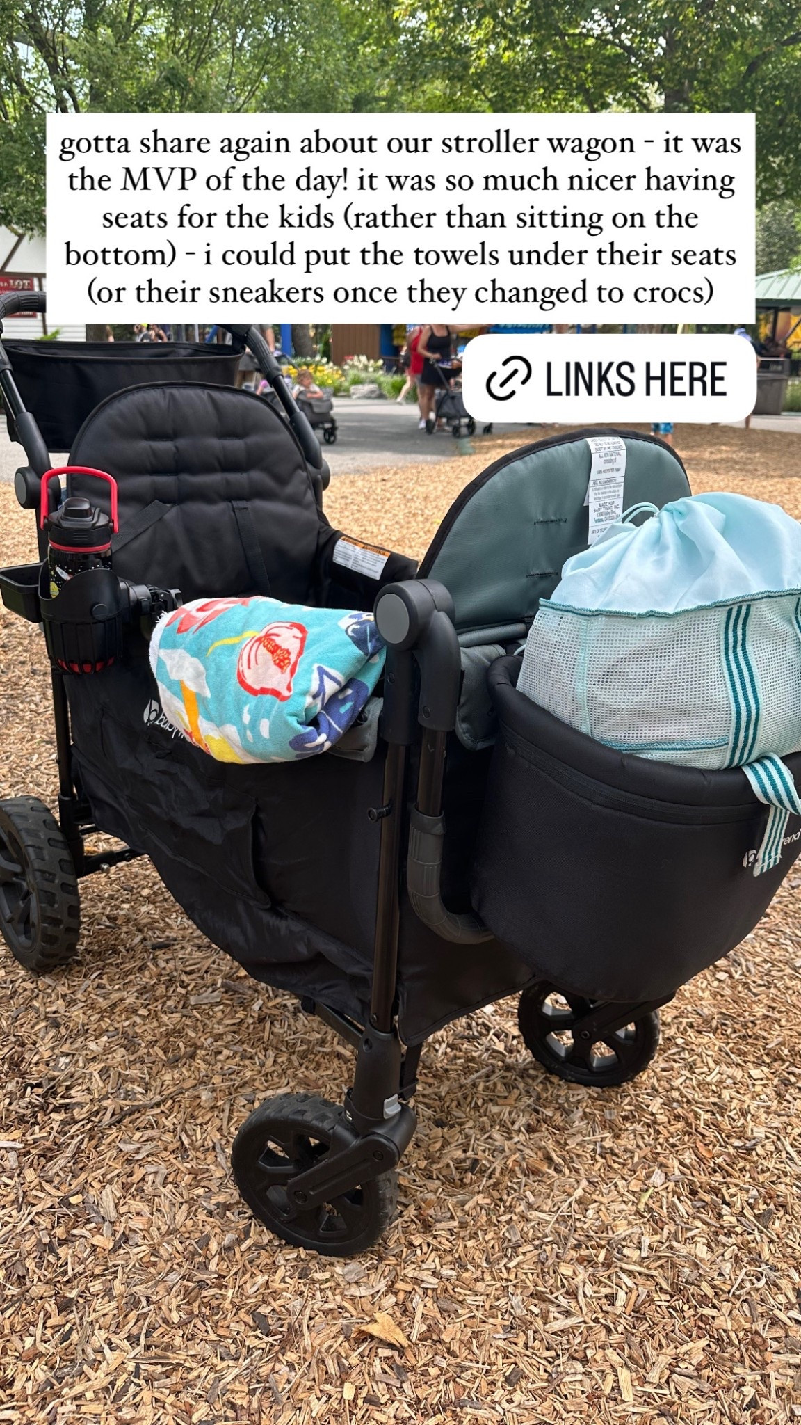 gotta share again about our stroller wagon - it was the MVP of the day! it was so much nicer having seats for the kids (rather than sitting on the bottom) - i could put the towels under their seats (or their sneakers once they changed to crocs)

#LTKSeasonal #LTKKids #LTKFamily