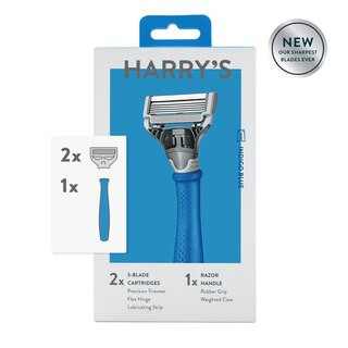 Harry's 5-Blade Razor for Men, 1 Razor + 2 Razor Blade Refills, Indigo Blue | CVS Health