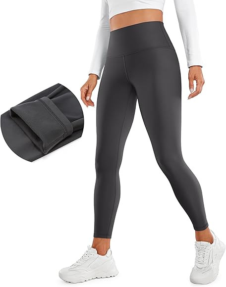 CRZ YOGA Womens Fleece Lined Soft Leggings 26.5" - High Waist Thermal Winter Warm Water Resistant... | Amazon (US)