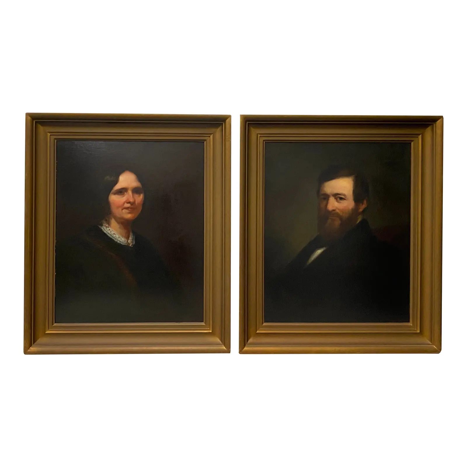 Mid 19th Century Oil Portraits of a Man and Woman C.1850 - a Pair | Chairish