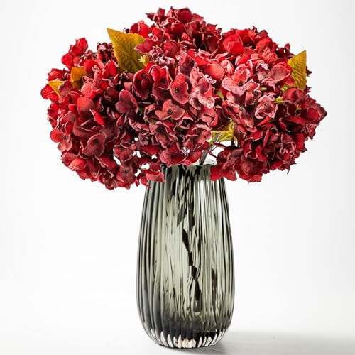 TOPIA Silk Fall Flowers Artificial Silk Dried Hydrangea Flowers Artificial Fall Flowers Bouquet Dried Flowers Autumn Decorations for Office and Home (6 PCS) (Mulberry) | Amazon (US)