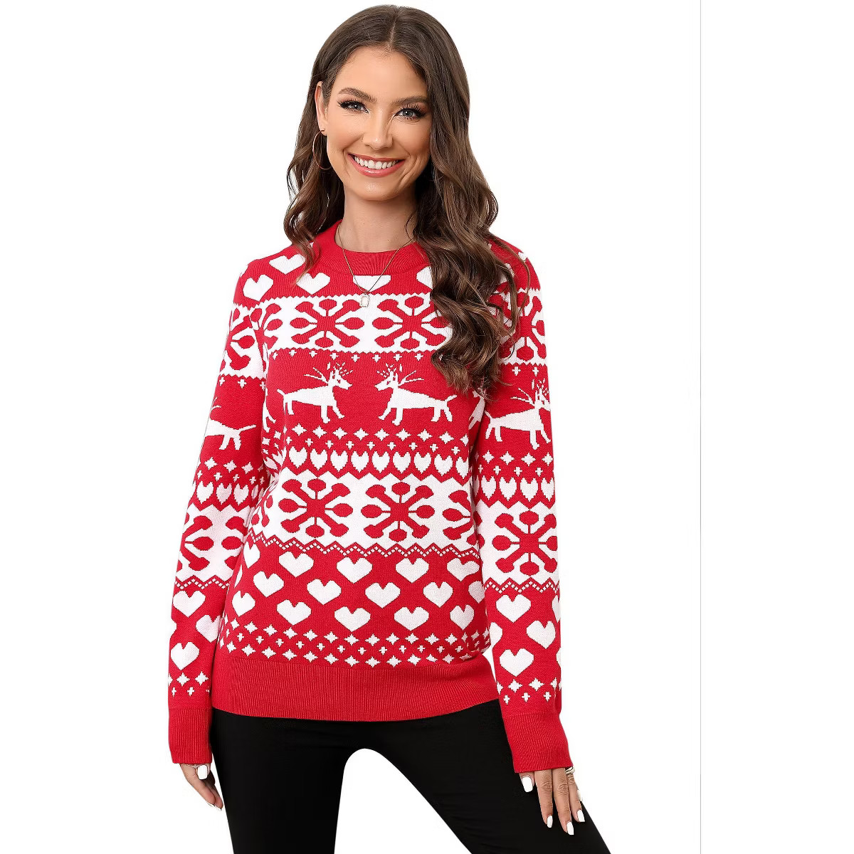 Coolmee Ugly Christmas Sweater for Women Reindeer Snowflake Crewneck Knit Pullover Sweaters Funny... | Target