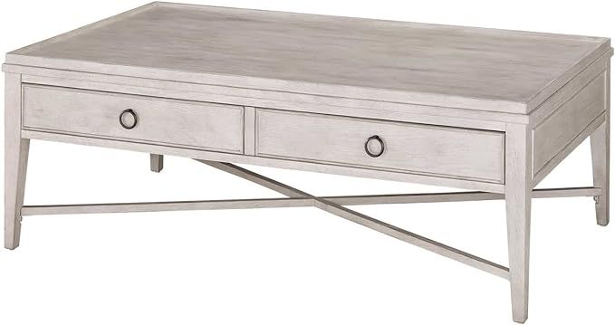 Oak Wood Rectangular Cocktail Table in Weathered White | Amazon (US)