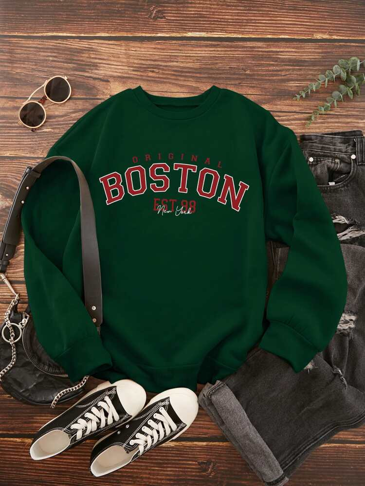 Letter Graphic Thermal Lined Sweatshirt | SHEIN