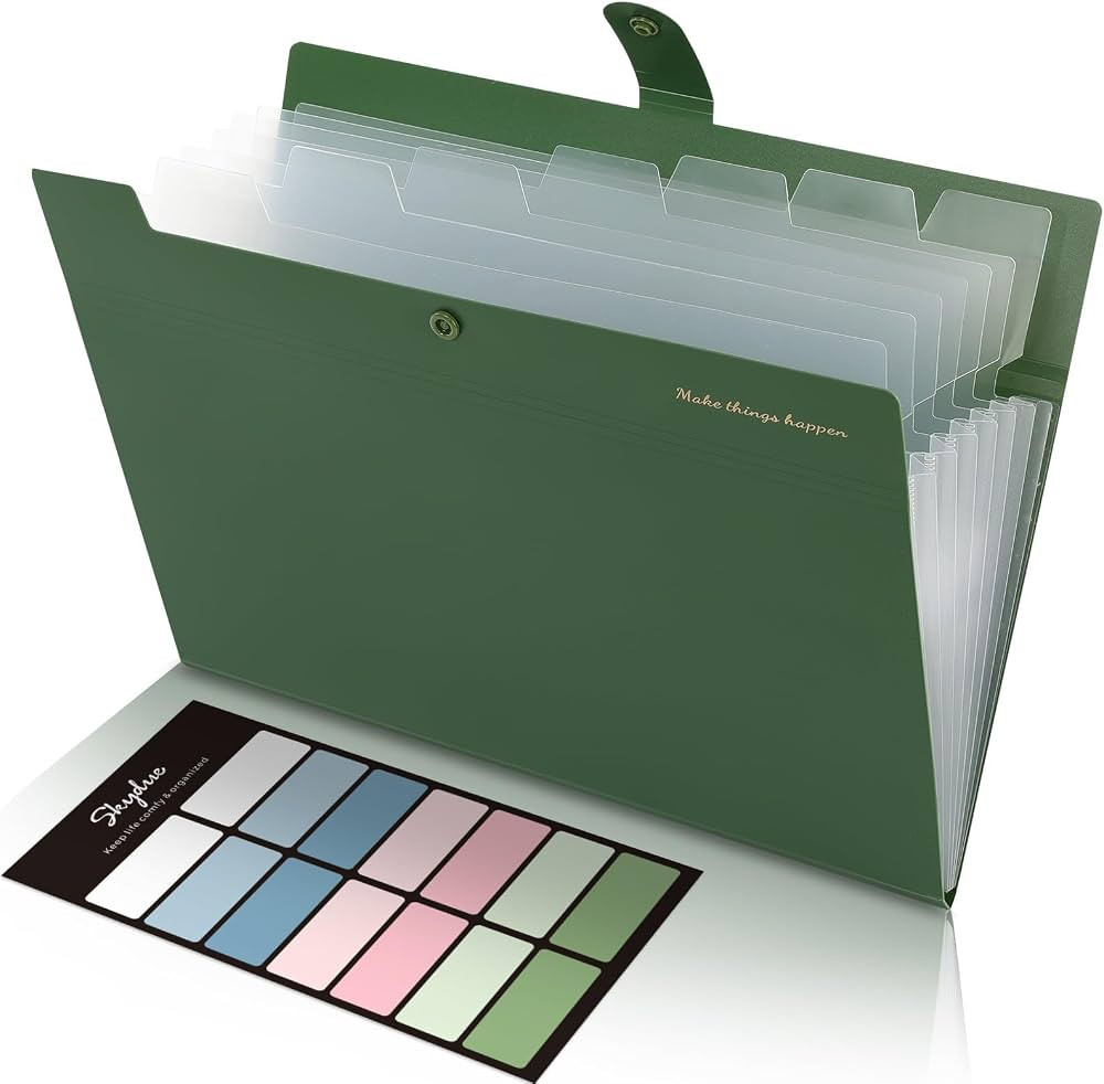 SKYDUE Expanding File Folders with 8 Pockets, Accordion File Organizer with Labels, Portable Pape... | Amazon (US)