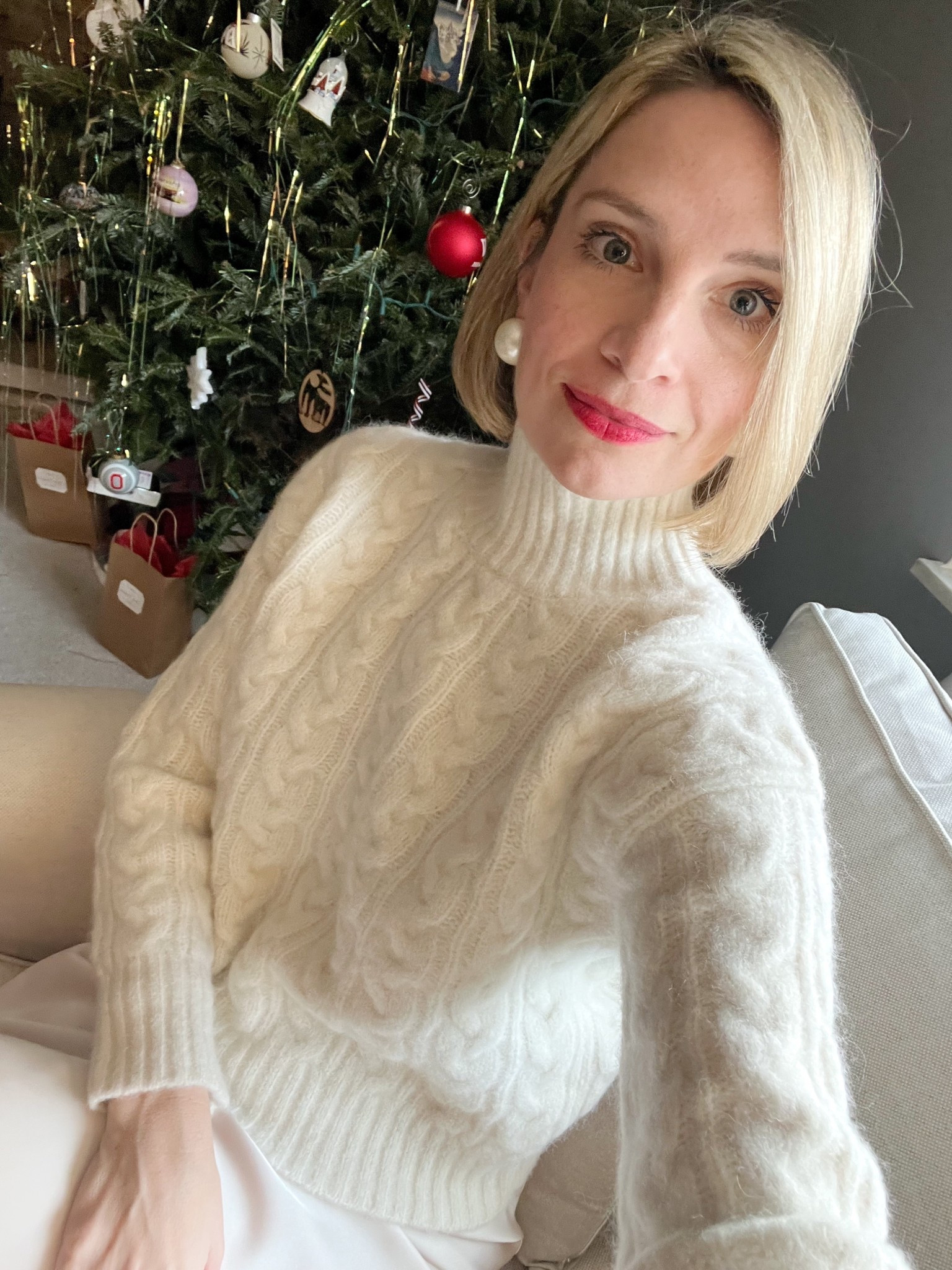 My white cable knit sweater is back in stock! 

#LTKWorkwear #LTKOver40 #LTKootd