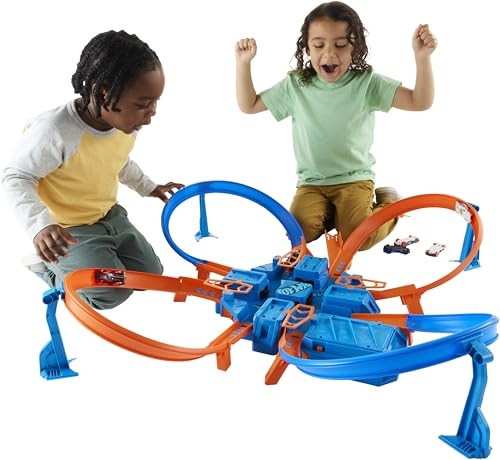 Hot Wheels Track Set with 1:64 Scale Toy Car, 4 Intersections for Crashing, Powered by a Motorized Booster, Criss-Cross Crash Track (Amazon Exclusive) | Amazon (US)
