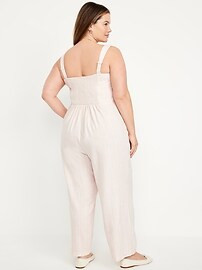 Button-Front Linen-Blend Cami Jumpsuit | Old Navy (US)