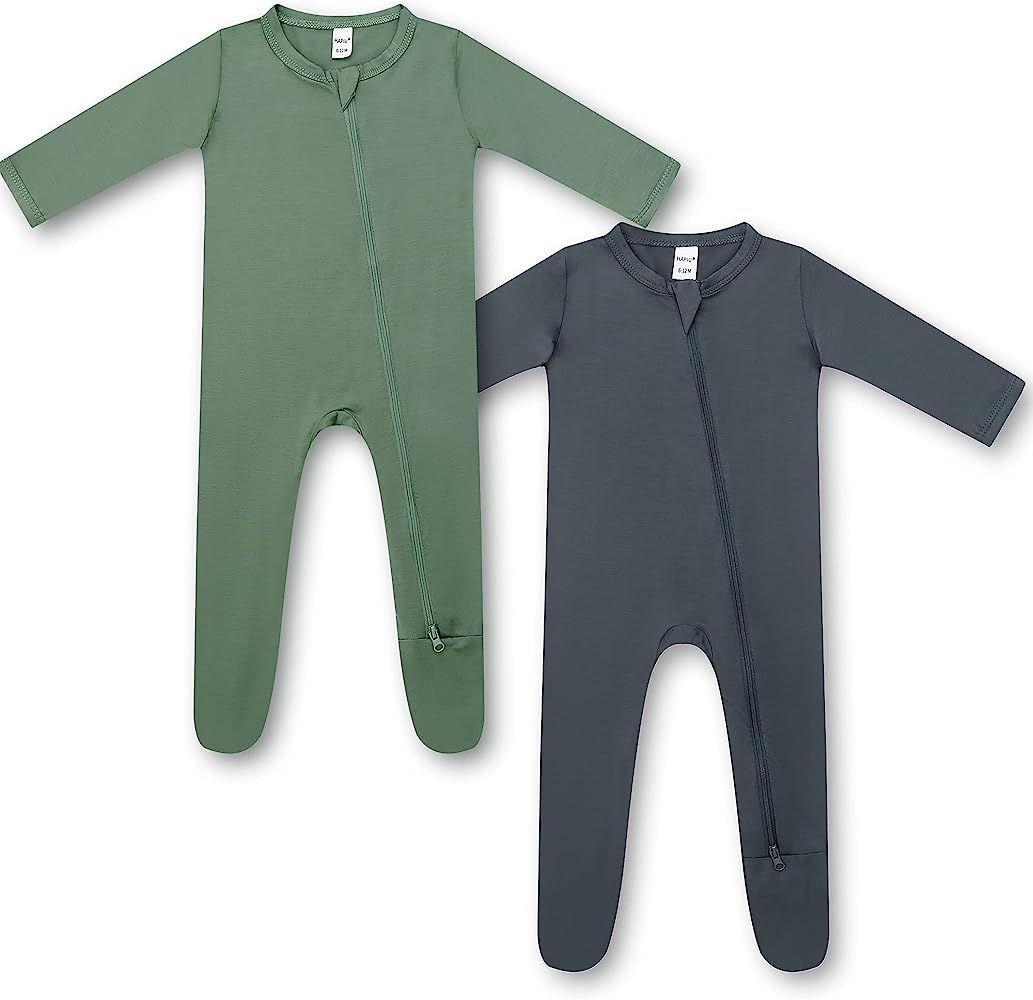 HAPIU Bamboo Baby Footed Pajamas 2 Way Zip Front, Sleep 'N Play Footies, 0-24 Months | Amazon (US)