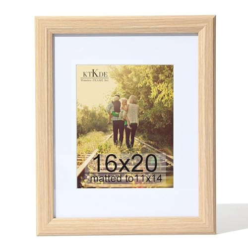 KTKDE 16x20 Picture Frame Real Glass,Poster frame Display Pictures 11x14 with Mat or 16x20 Without Mat, Modern Style Wood Composite Frame,Gallery Wall Frame Wooden ，best gift | Amazon (US)