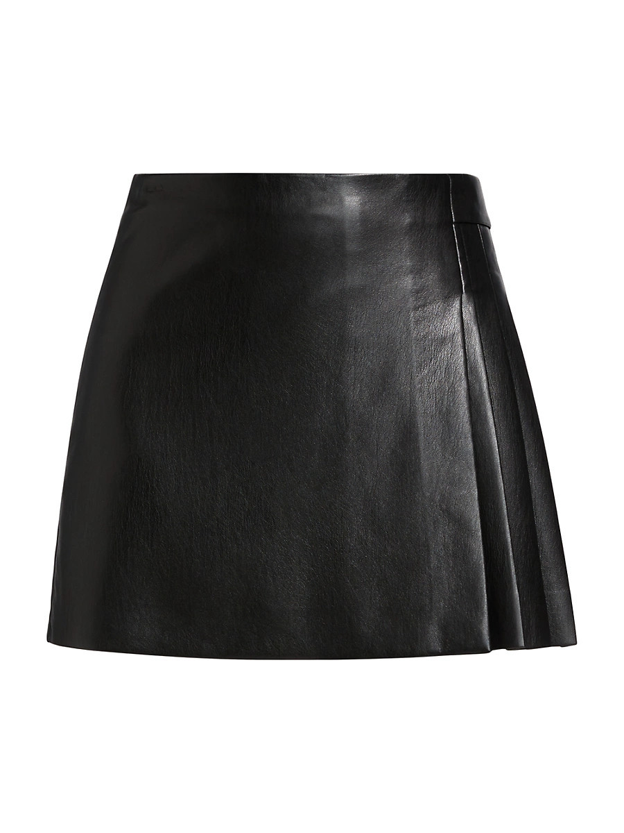 Women's Toni Faux Leather Pleated Miniskirt - Black - Size 2 | Saks Fifth Avenue
