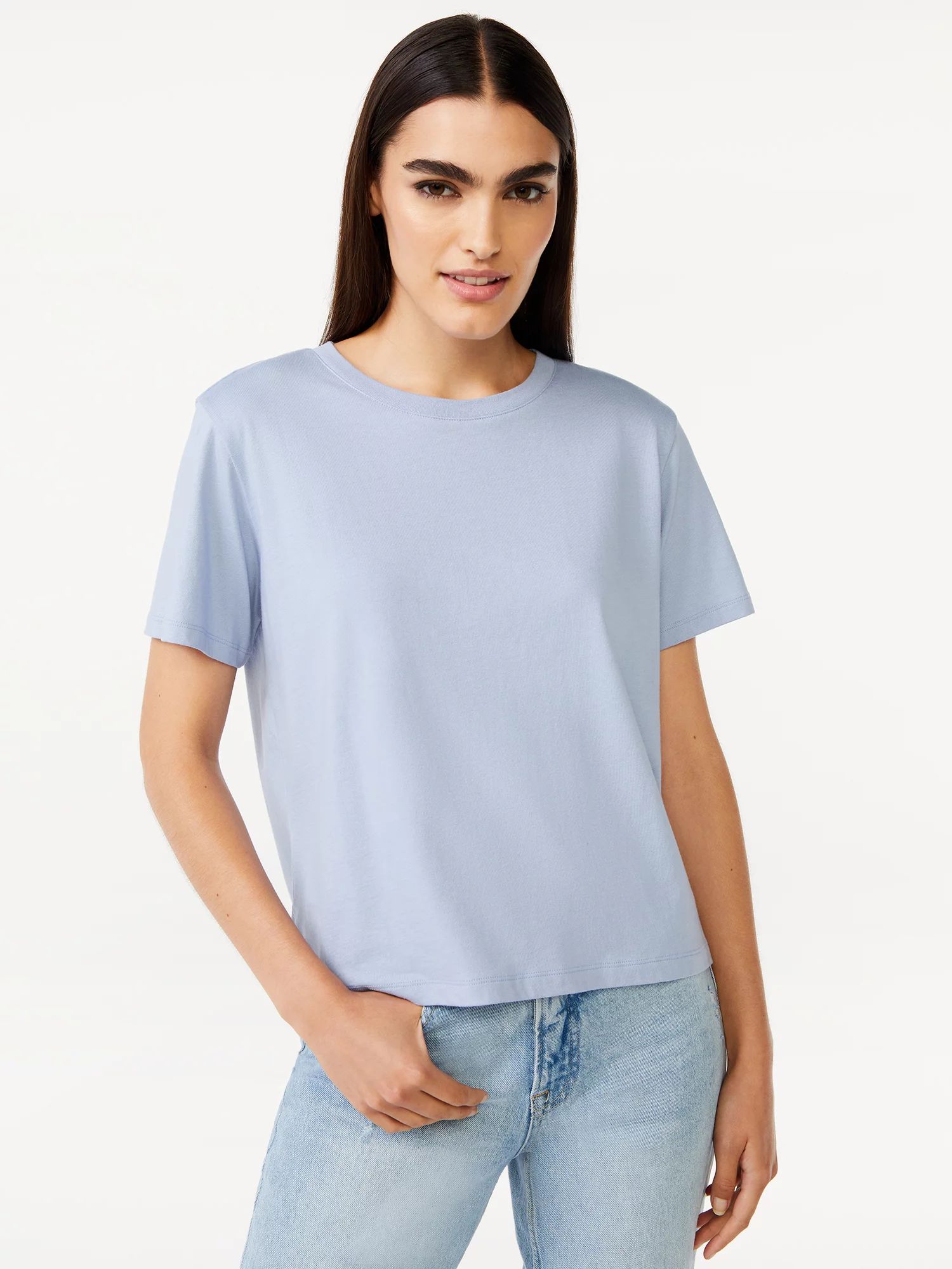 Free Assembly Women's Crop Box Tee with Short Sleeves | Walmart (US)