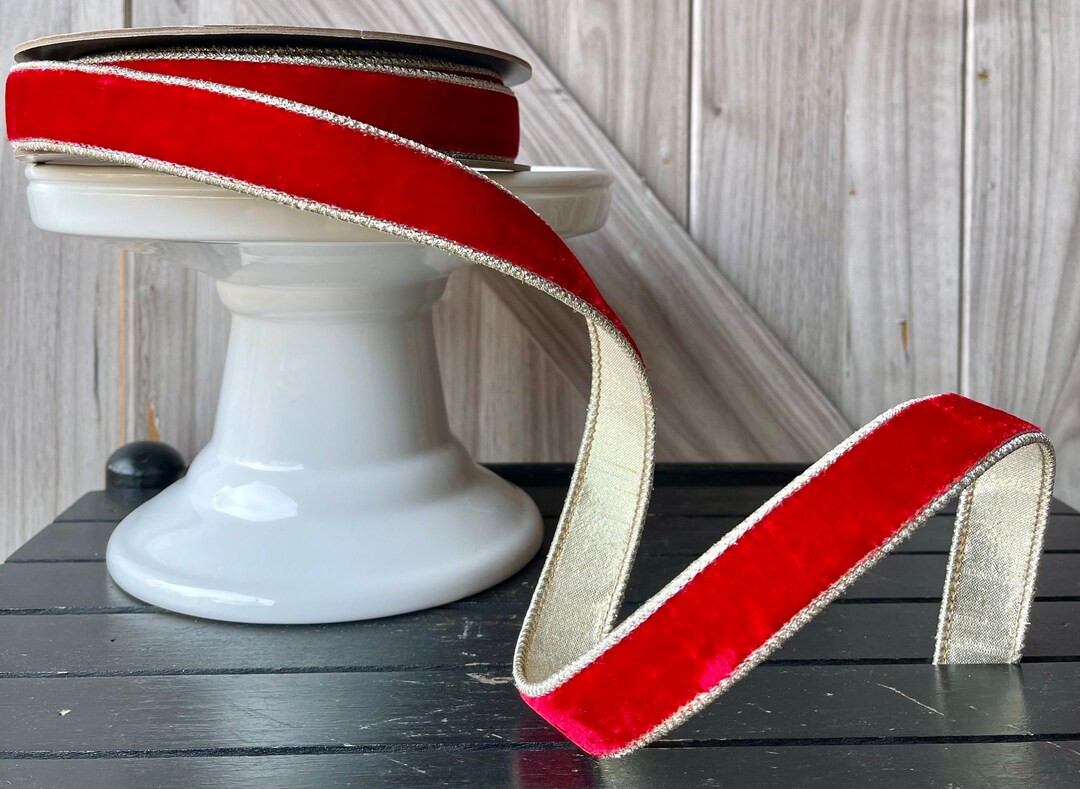 d Stevens, 10 yards, 1 Inch Wired Ribbon, Red Velvet Ribbon, Red Ribbon, Velvet Ribbon, Platinum ... | Etsy (US)