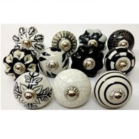Black & White Ceramic Knobs Kitchen Cabinet Knobs Handpainted Door Drawer Pumpkin Cupboard | Etsy (US)