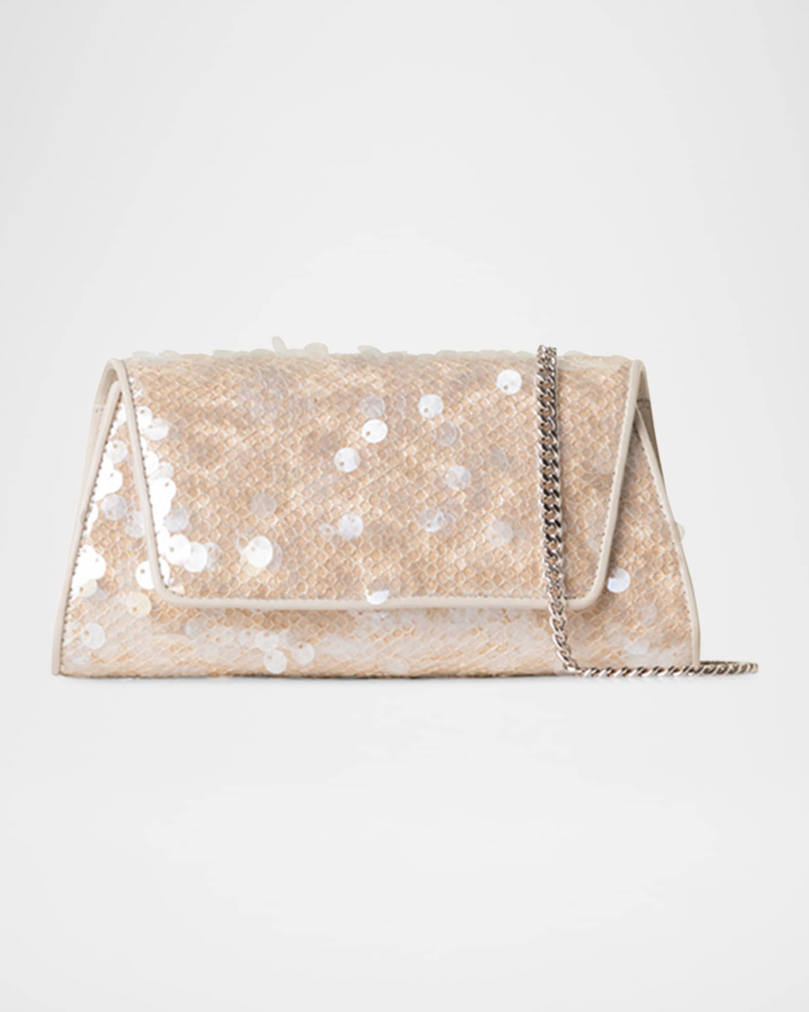 Anouk Mini Sequined Trapezoid Clutch Bag | Neiman Marcus