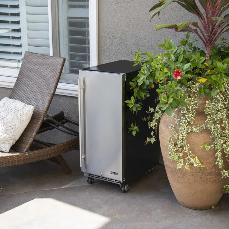 Newair 15" Built-in 90 Can Outdoor Beverage Fridge in Weatherproof Stainless Steel | Wayfair North America