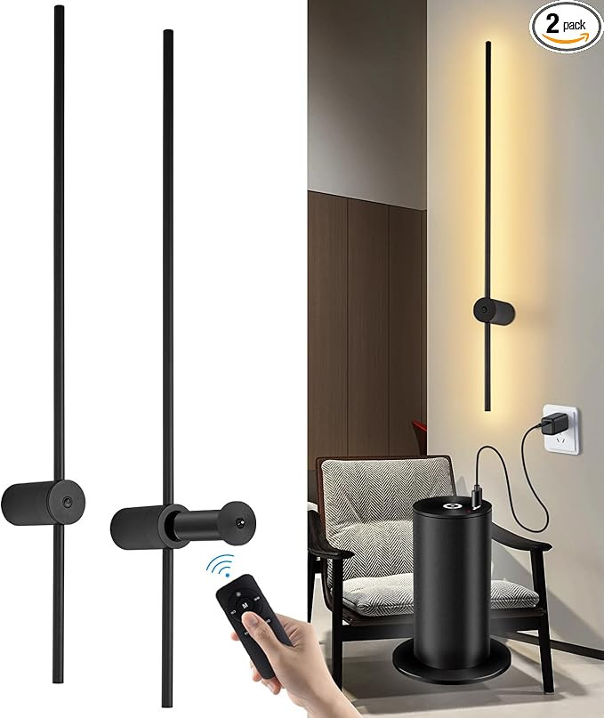 Battery Operated Wall Sconces Set of Two, USB Rechargeable Wall Lights with Remote Control, Dimma... | Amazon (US)